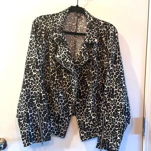 Shein Curve 1XL Cheetah Print Moto Biker Jacket - Excellent Condition